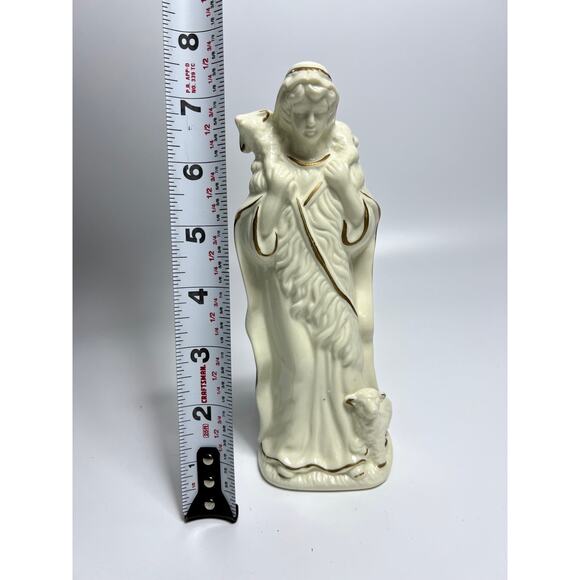 Joseph with Lamb Statue White & Gold Replacement Nativity - Picture 7 of 8